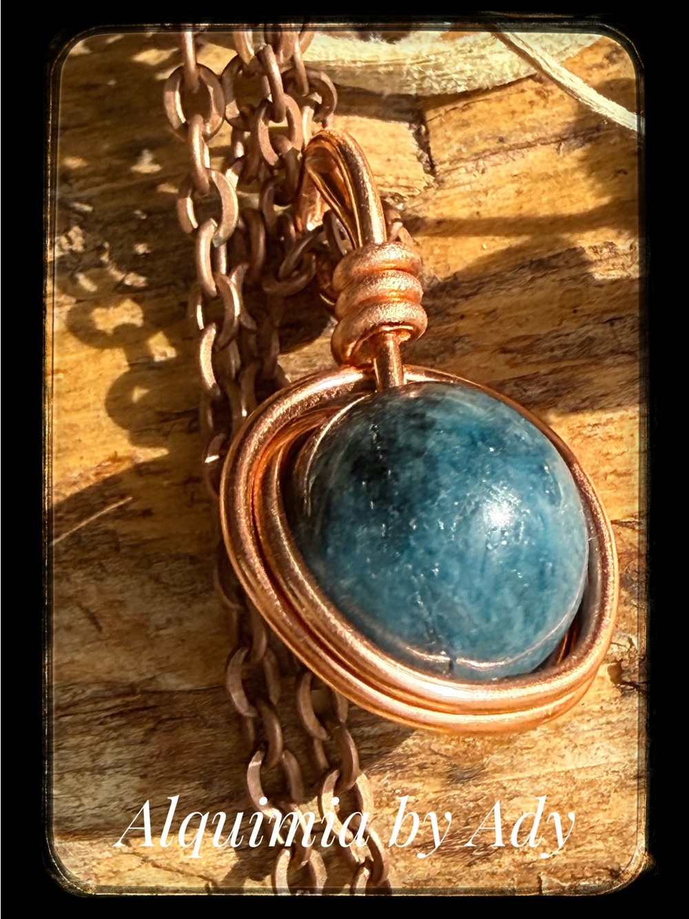 Copper Necklace with Teal Jade Stone Pendant